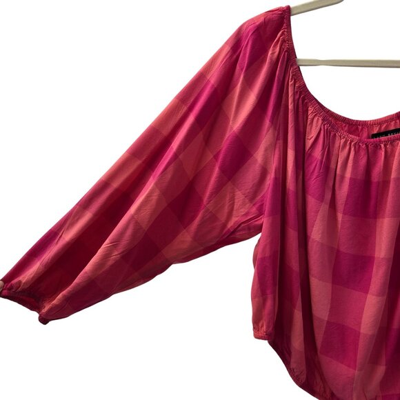 Lane Bryant Checked On or Off the Shoulder Crop Blouse Size 18/20 - Picture 6 of 6